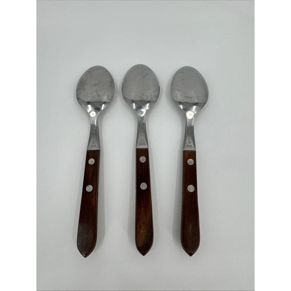 Washington‎ Forge Spoons WF Brazil Wood Handle Stainless Steel 3 Vintage